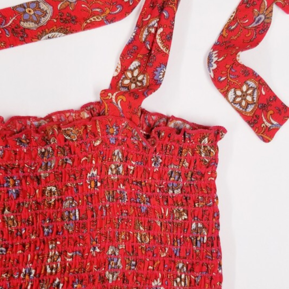 {host pick} ALICE floral red peplum smocked top - Picture 2 of 8